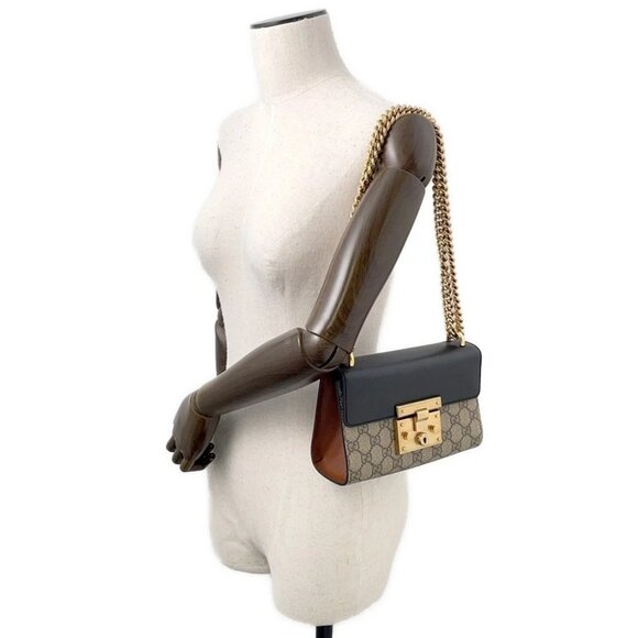 GUCCI GG Supreme Padlock ChainShoulder Bag Size Small GG Supreme/Leather Bei... - Picture 4 of 15